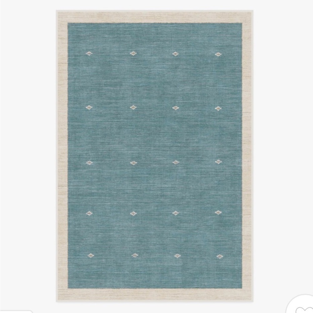 Ruggable - 3' x 5' Teal Area Rug with Cream Border